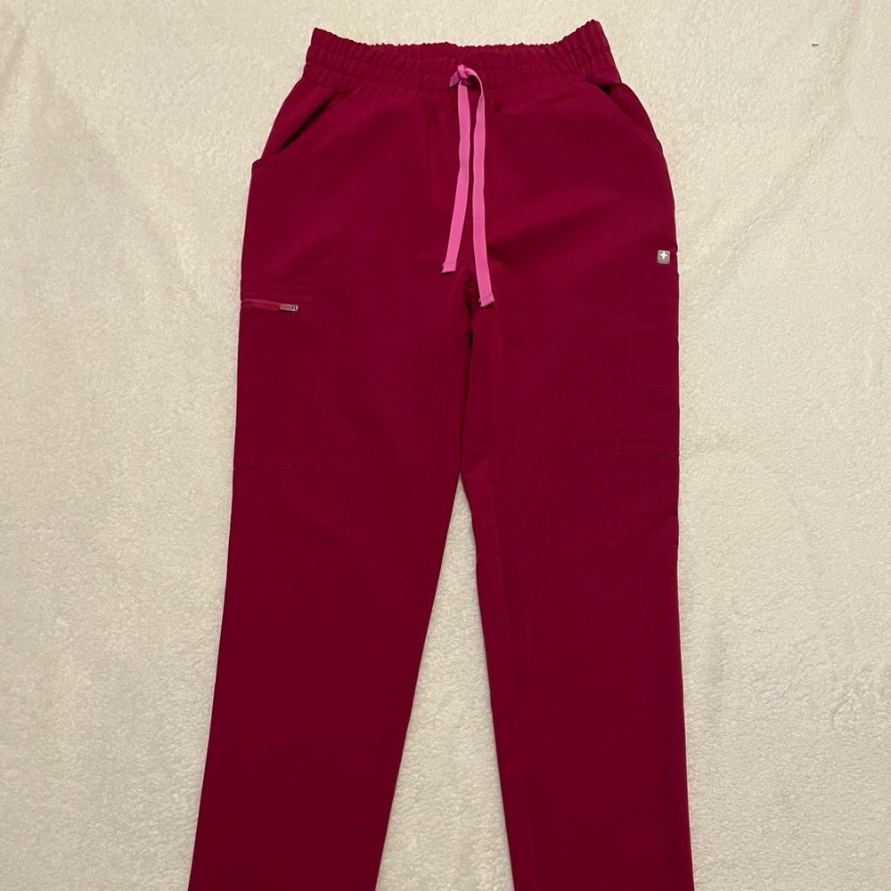 FIGS High-waisted Yola Skinny scrub pants, Dark Magenta